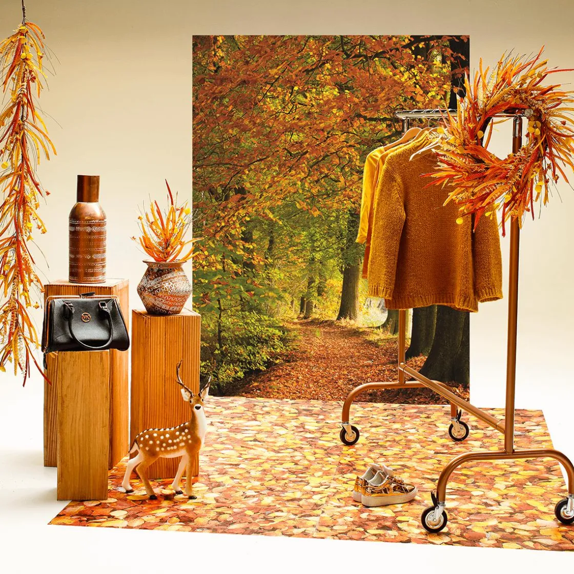 DecoWoerner Decoración De Otoño|Ramas Y Ramitas>Decoración Artificial De Otoño Rama "Autumn Mix" 2 Piezas 55 Cm