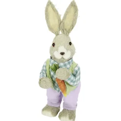 DecoWoerner Decoración De Animales|Decoración De Pascua>Decoración Conejito Paja Púrpura-azul 48 Cm Macho