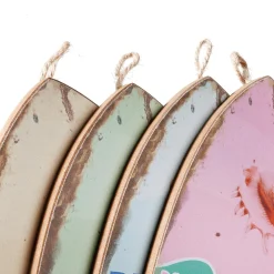 DecoWoerner Decoración De Verano>Decoración Mural Tabla De Surf Retro 4 Piezas, Pastel, 60 X 20 X 2 Cm