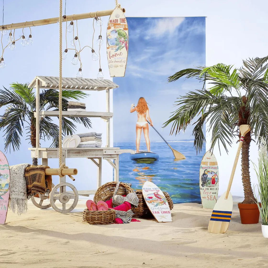 DecoWoerner Decoración De Verano>Decoración Mural Tabla De Surf Retro 4 Piezas, Pastel, 60 X 20 X 2 Cm