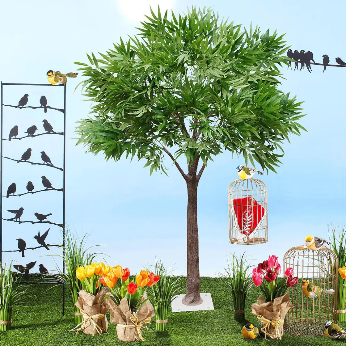 DecoWoerner Decoración De Animales|Decoración De Primavera>Decoración Pájaro Verde Amarillo 19 Cm