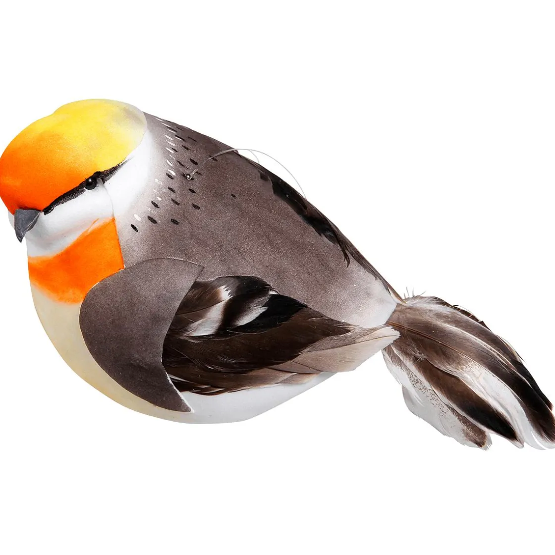 DecoWoerner Decoración De Animales|Decoración De Primavera>Decoración Pájaro Gris Naranja 19 Cm