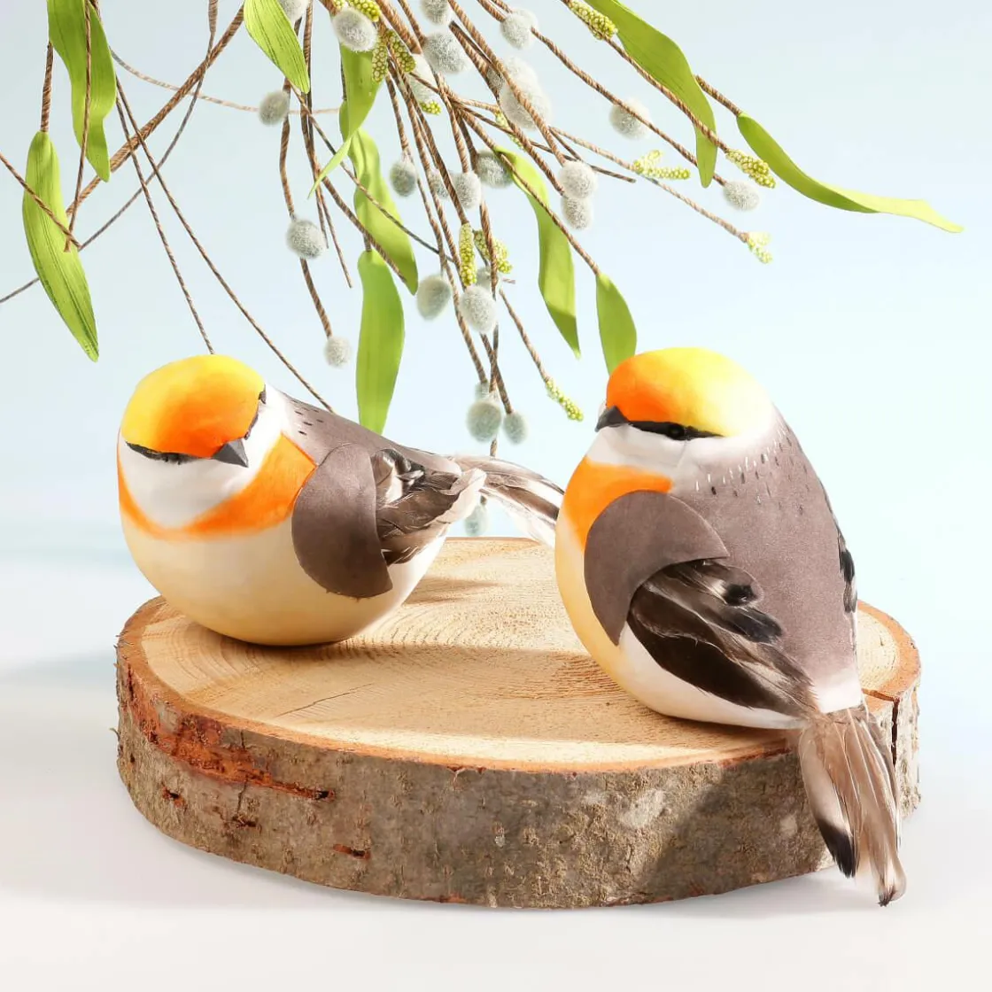 DecoWoerner Decoración De Animales|Decoración De Primavera>Decoración Pájaro Gris Naranja 19 Cm