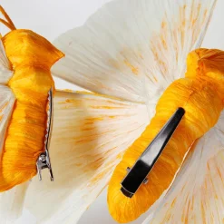 DecoWoerner Decoración De Animales|Decoración De Primavera>Dos Mariposas Decorativas Con Clip, Amarillo, Ø 11-14 Cm