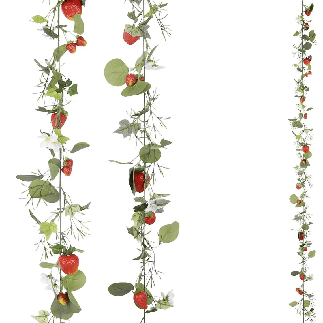 DecoWoerner Decoración De Primavera|Guirnaldas Y Vides>Enredadera Artificial De Fresas Con Fruta 180 Cm
