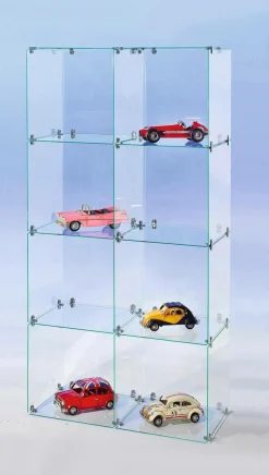 DecoWoerner Expositores Para Tiendas>Escaparate Cúbica De Vidrio De Bricolaje, Con Paredes Traseras Altura 165 Cm
