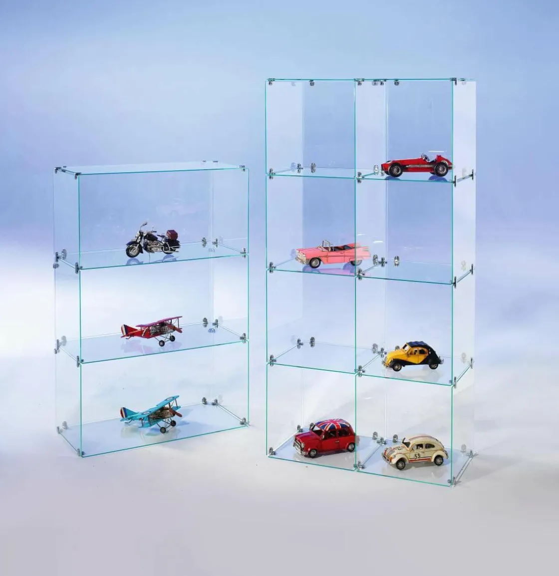 DecoWoerner Expositores Para Tiendas>Escaparate Cúbica De Vidrio De Bricolaje, Con Paredes Traseras Altura 165 Cm