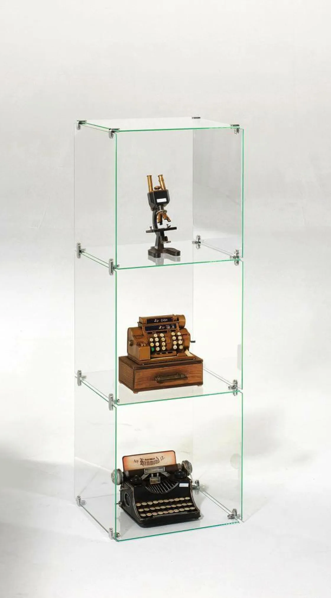 DecoWoerner Expositores Para Tiendas>Escaparate Cúbico De Vidrio De Bricolaje, Sin Paredes Traseras, Altura 124 Cm