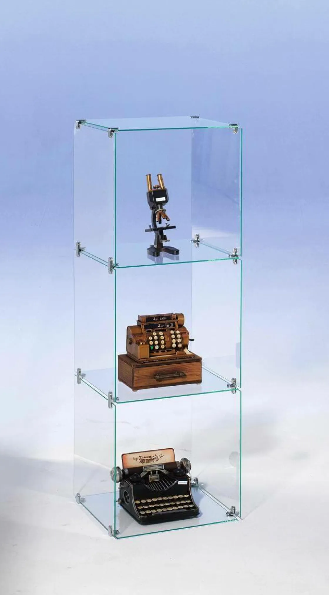 DecoWoerner Expositores Para Tiendas>Escaparate Cúbico De Vidrio De Bricolaje, Sin Paredes Traseras, Altura 124 Cm