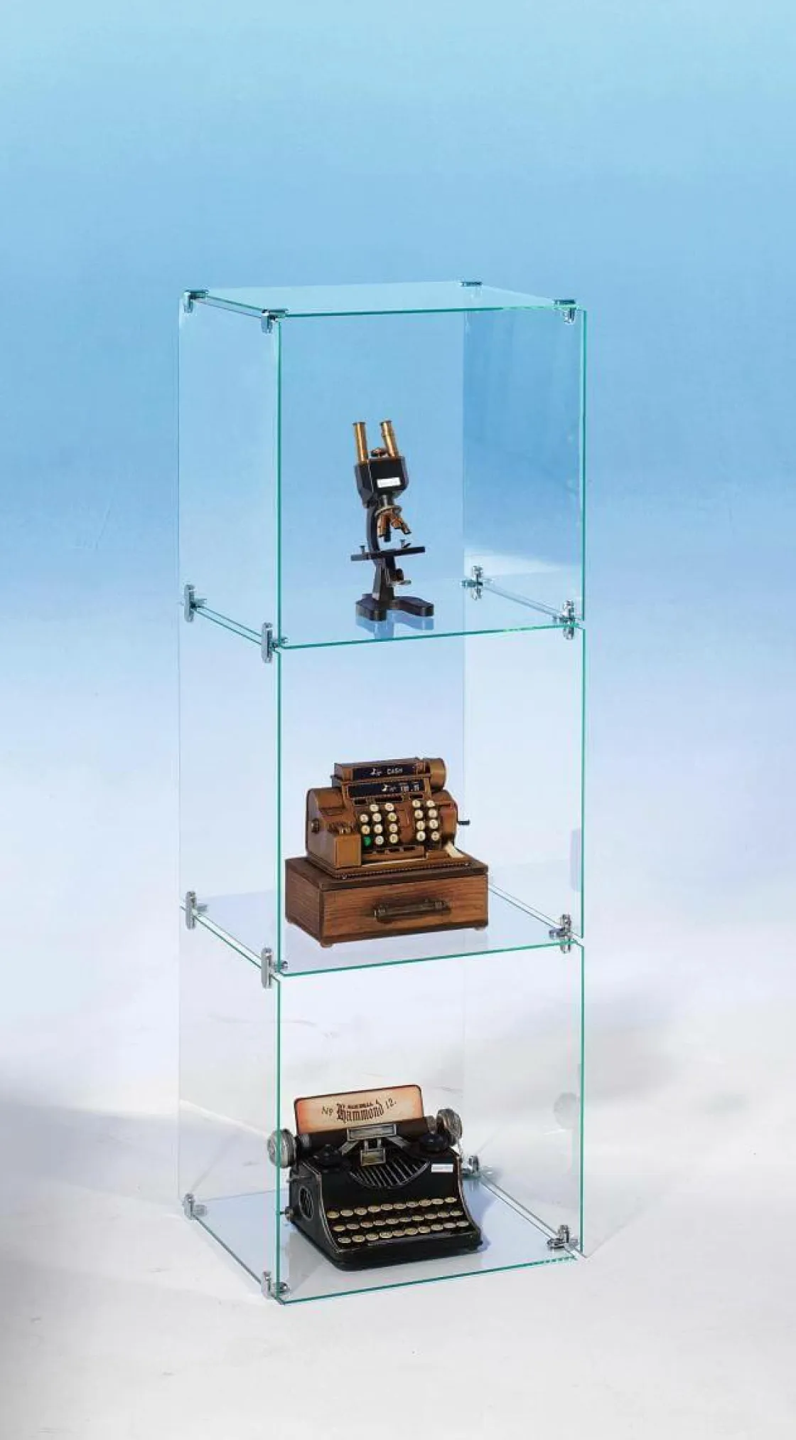 DecoWoerner Expositores Para Tiendas>Escaparate Cúbico De Vidrio De Bricolaje, Sin Paredes Traseras, Altura 124 Cm