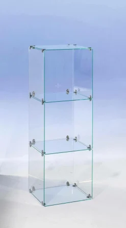 DecoWoerner Expositores Para Tiendas>Escaparate Cúbico De Vidrio De Bricolaje, Con Pared Trasera, Altura 124 Cm