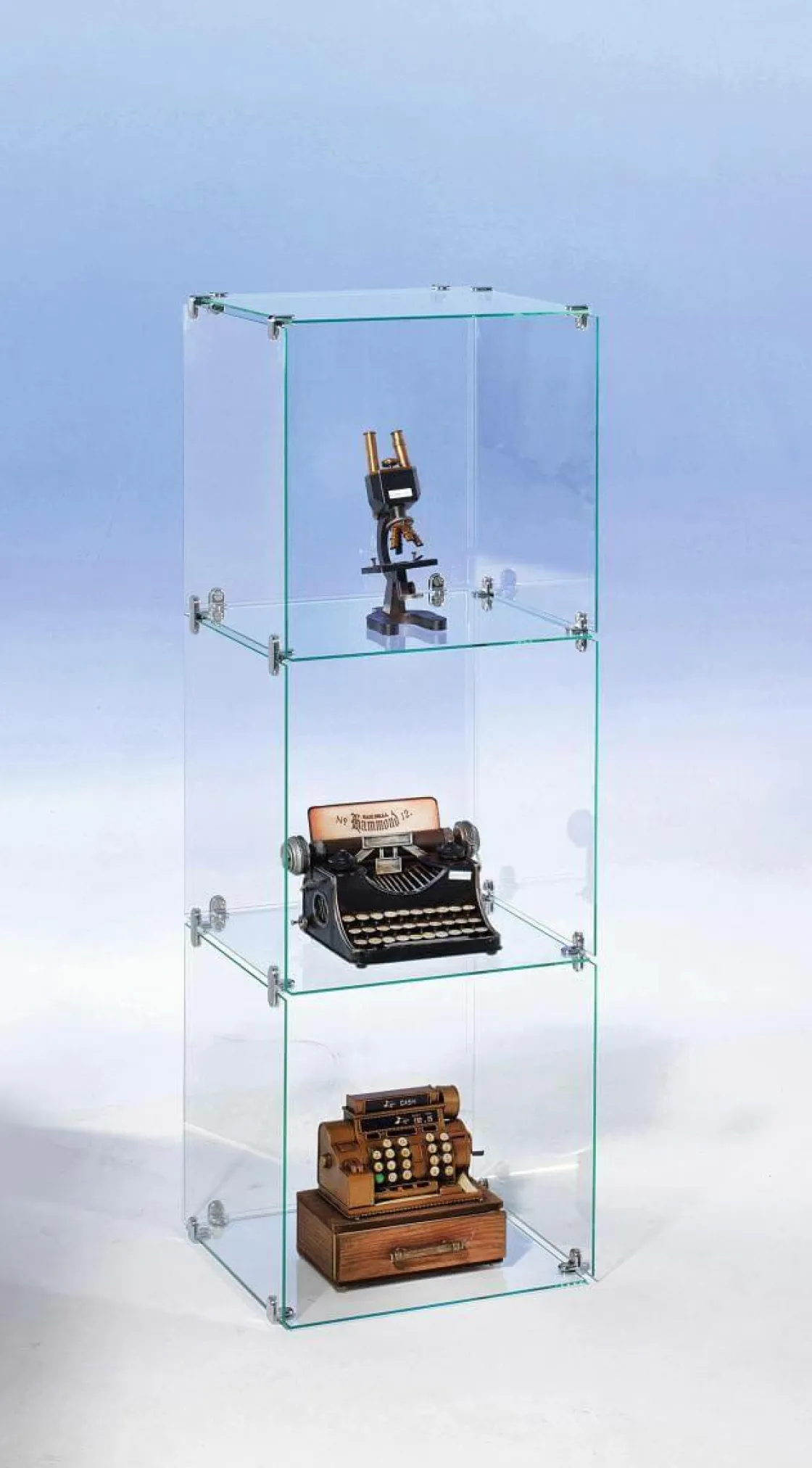 DecoWoerner Expositores Para Tiendas>Escaparate Cúbico De Vidrio De Bricolaje, Con Pared Trasera, Altura 124 Cm