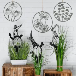 DecoWoerner Decoración De Verano>Espiga De Tierra Enana De Metal, Negra, 50 Cm De Altura