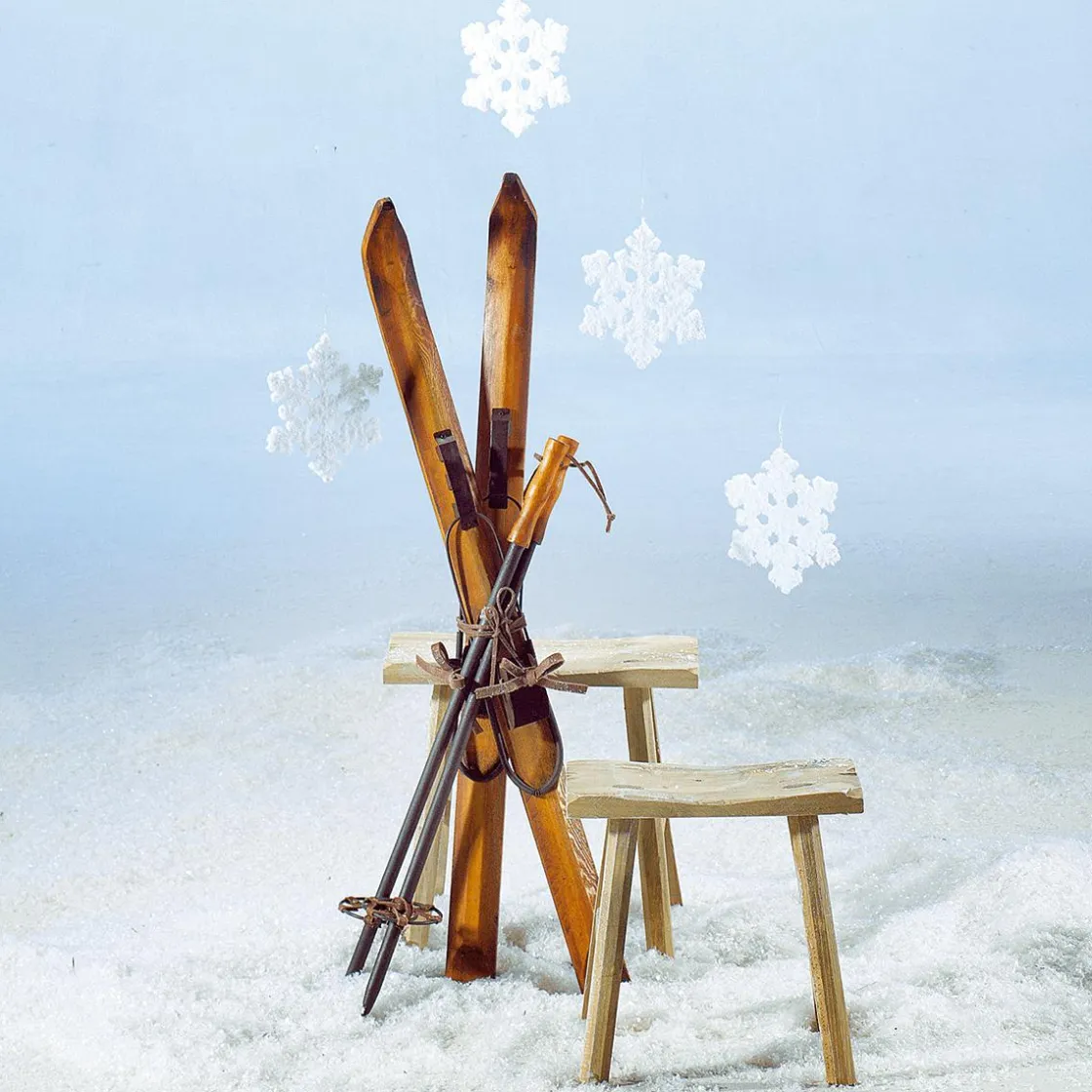 DecoWoerner Decoración Temática|Decoración De Invierno>Esquiador Decorativo De Madera, Longitud 140 Cm