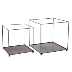 DecoWoerner Expositores Para Tiendas|Ayudas Y Herramientas De Decoración>Estante Metal Cuadrada Negra 20/30 Cm 2 Piezas