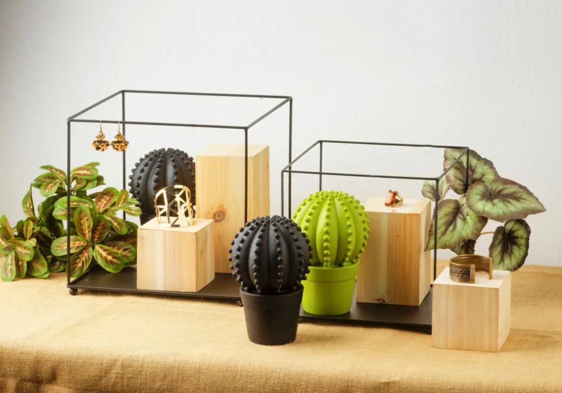 DecoWoerner Expositores Para Tiendas|Ayudas Y Herramientas De Decoración>Estante Metal Cuadrada Negra 20/30 Cm 2 Piezas