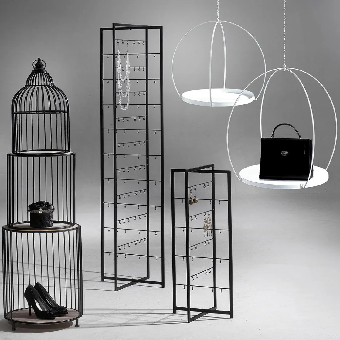 DecoWoerner Decoración De Primavera>Estantería De Jaula De Pájaro, Altura 140 Cm, Negra