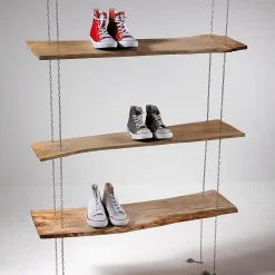 DecoWoerner Expositores Para Tiendas>Estantería De Pared Con Cadena 3 Piezas, 100 Cm De Ancho