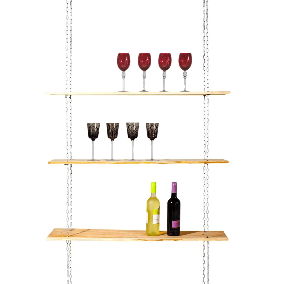 DecoWoerner Expositores Para Tiendas>Estantería De Pared Con Cadena 3 Piezas, 100 Cm De Ancho