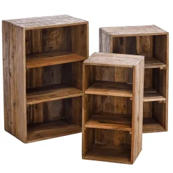 DecoWoerner Expositores Para Tiendas|Decoración Natural>Estantes Decorativos De Madera 3 Piezas, 50 Cm, 65 Cm, 70 Cm De Altura