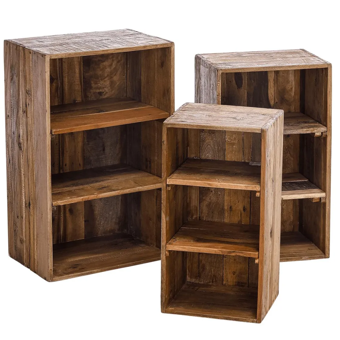 DecoWoerner Expositores Para Tiendas|Decoración Natural>Estantes Decorativos De Madera 3 Piezas, 50 Cm, 65 Cm, 70 Cm De Altura