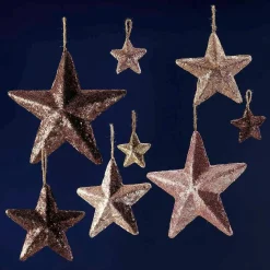 DecoWoerner Estrella De Navidad>Estrella Con Lentejuelas Ø 22 Cm, 2 Piezas, Nougat