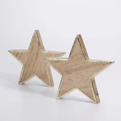 DecoWoerner Decoración De Invierno|Estrella De Navidad>Estrella De Madera De Mango 2,5 X 20 Cm 2 Uds.