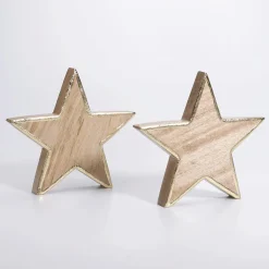 DecoWoerner Decoración De Invierno|Estrella De Navidad>Estrella De Madera De Mango 2,5 X 20 Cm 2 Uds.