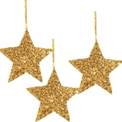 DecoWoerner Estrella De Navidad>Estrella Decorativa Dorada, 20 Cm, 3 Piezas