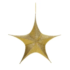 DecoWoerner Estrella De Navidad>Estrella Dorada Plegable Deco Con Cremallera, 40 Cm