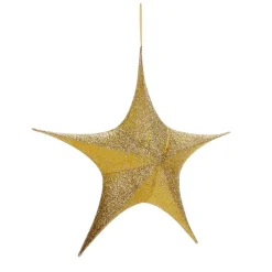 DecoWoerner Estrella De Navidad>Estrella Dorada Plegable Deco Con Cremallera, 40 Cm
