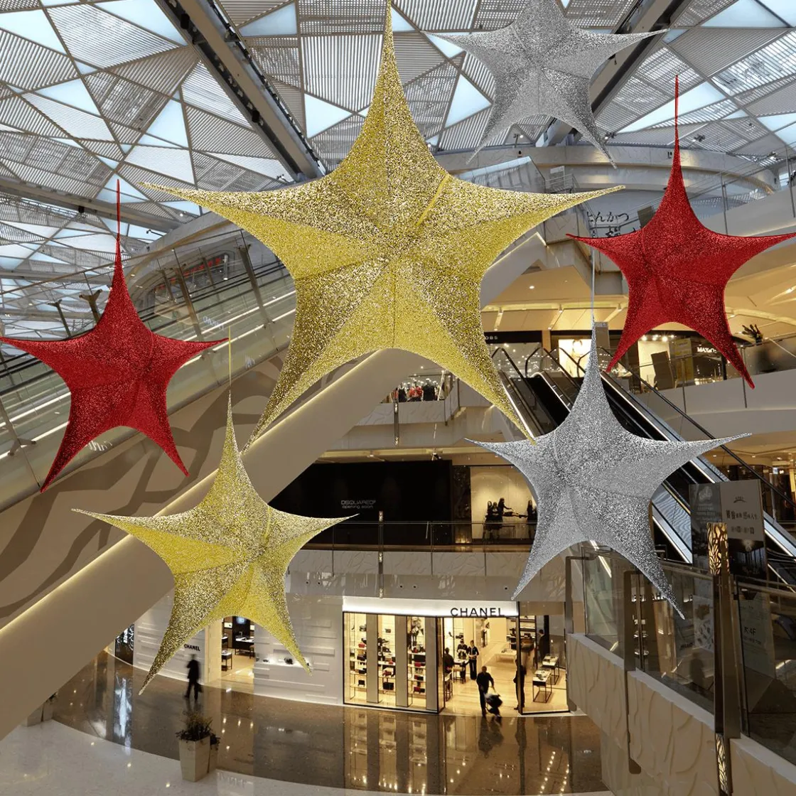DecoWoerner Estrella De Navidad>Estrella Dorada Plegable Deco Con Cremallera, 40 Cm