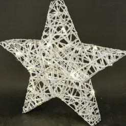 DecoWoerner Estrella De Navidad|Luces De Navidad>Estrella LED A Pilas Con Temporizador, Plateada