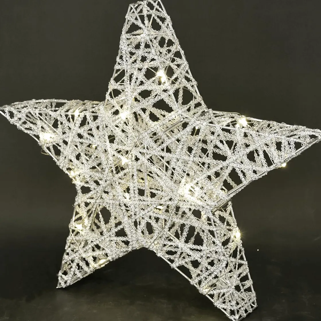 DecoWoerner Estrella De Navidad|Luces De Navidad>Estrella LED A Pilas Con Temporizador, Plateada