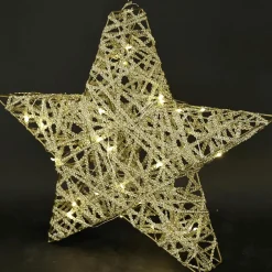 DecoWoerner Estrella De Navidad|Luces De Navidad>Estrella LED A Pilas Con Temporizador, Dorada