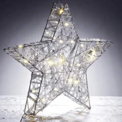 DecoWoerner Luz Decorativa|Estrella De Navidad>Estrella Metálica Decorativa LED De 30 Cm Que Funciona Con Pilas