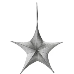 DecoWoerner Estrella De Navidad>Estrella Plegable De Tela Deco Negro- Con Cremallera, 40 Cm