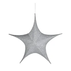 DecoWoerner Estrella De Navidad>Estrella Plegable Deco Plateada Con Cremallera, 40 Cm