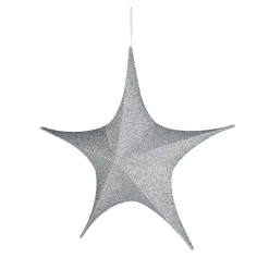 DecoWoerner Estrella De Navidad>Estrella Plegable Deco Plateada Con Cremallera, 40 Cm