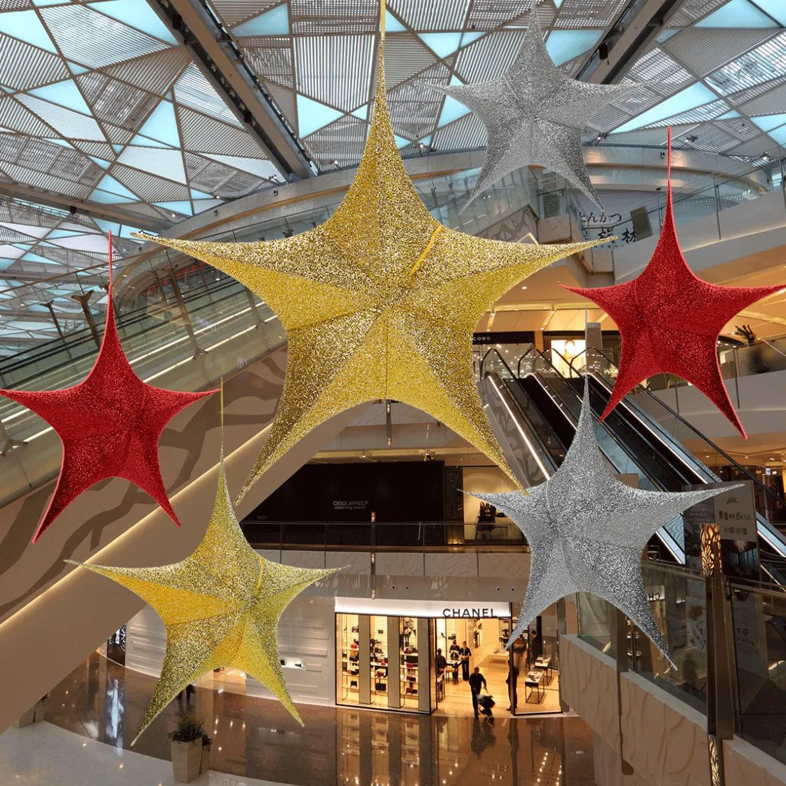 DecoWoerner Estrella De Navidad>Estrella Plegable Deco Plateada Con Cremallera, 40 Cm