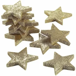DecoWoerner Decoración Dispersa|Estrella De Navidad>Estrellas Brillantes Color Dorado, 12 Pz.