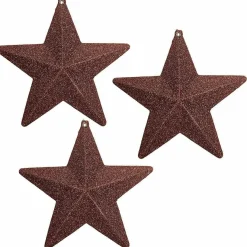 DecoWoerner Estrella De Navidad>Estrellas Brillantes Decorativas Nougat, Ø 17 Cm, 3 Piezas
