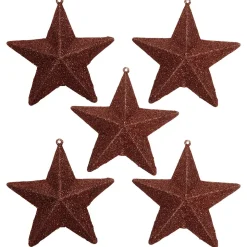 DecoWoerner Estrella De Navidad>Estrellas Brillantes Decorativas Nougat, Ø 10 Cm, 5 Piezas