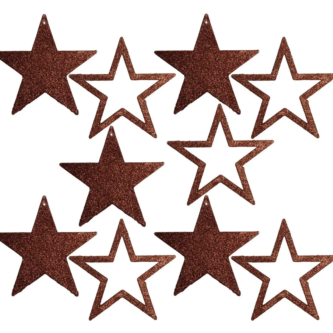 DecoWoerner Estrella De Navidad>Estrellas Brillantes Decorativas Nougat, Ø 10 Cm, 10 Piezas