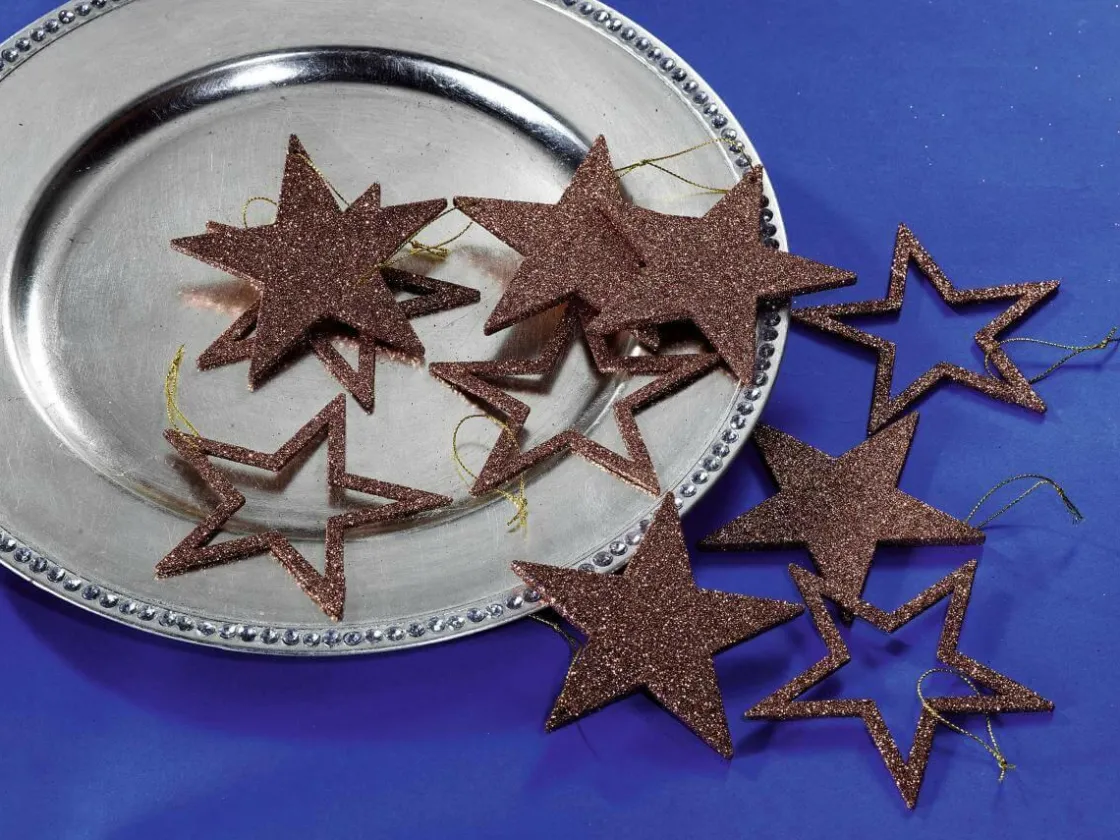 DecoWoerner Estrella De Navidad>Estrellas Brillantes Decorativas Nougat, Ø 10 Cm, 10 Piezas