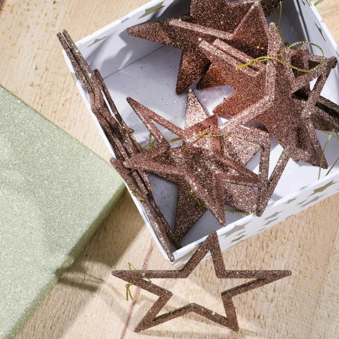 DecoWoerner Estrella De Navidad>Estrellas Brillantes Decorativas Nougat, Ø 10 Cm, 10 Piezas