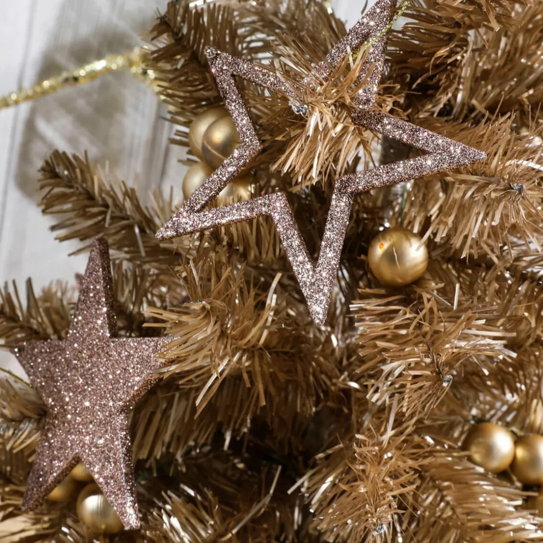 DecoWoerner Estrella De Navidad>Estrellas Brillantes Decorativas Nougat, Ø 10 Cm, 10 Piezas