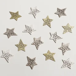 DecoWoerner Decoración De Otoño|Decoración Dispersa>Estrellas De Madera Dispersas 72 Piezas 4 Cm