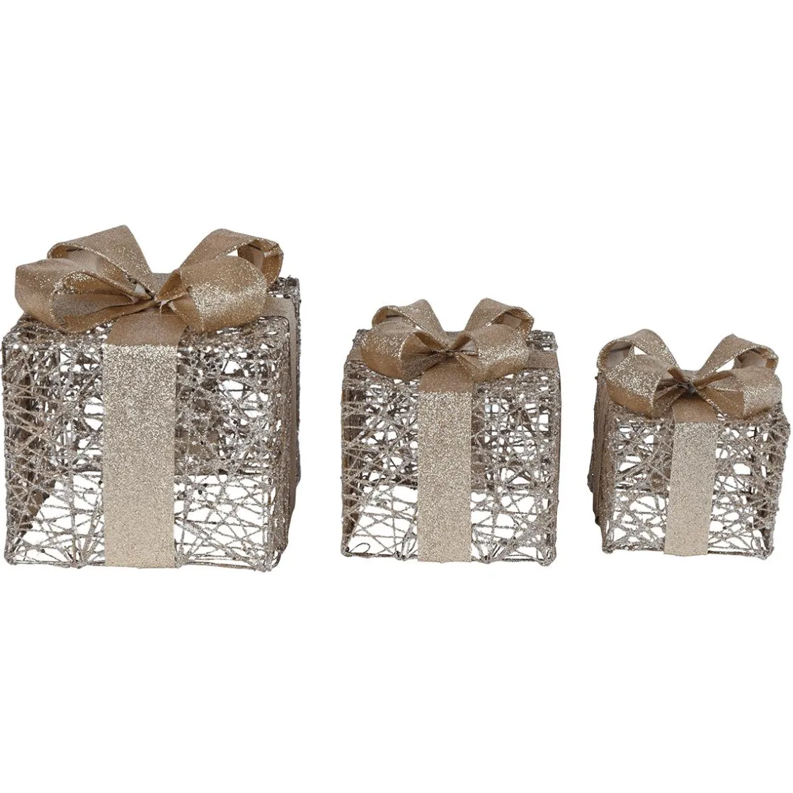 DecoWoerner Decoración Navideña Xxl>Estuche De Regalo Dorado Y Metálico