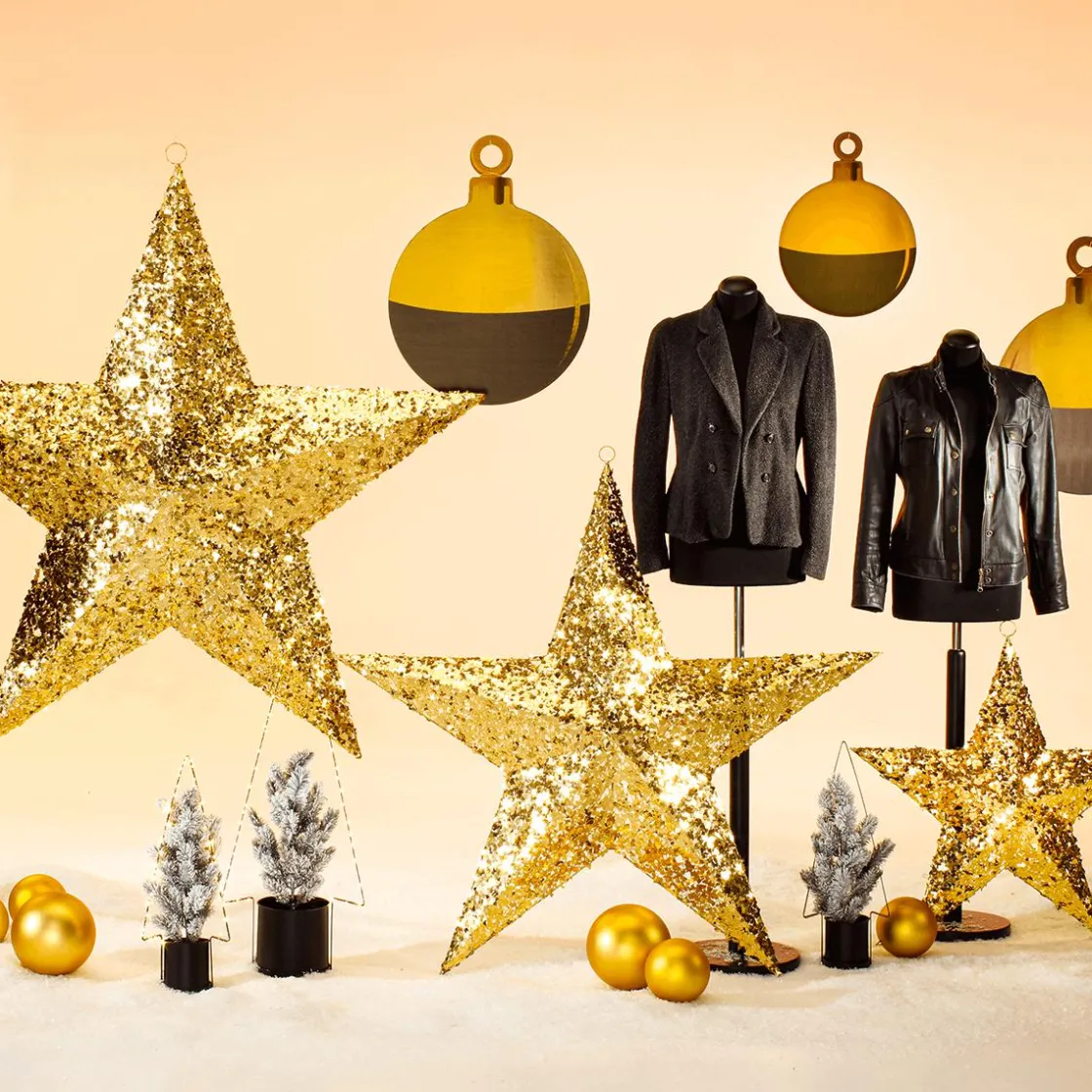 DecoWoerner Decoración Navideña Xxl>Expositor De Bolas De Navidad 35 X 46 Cm Oro